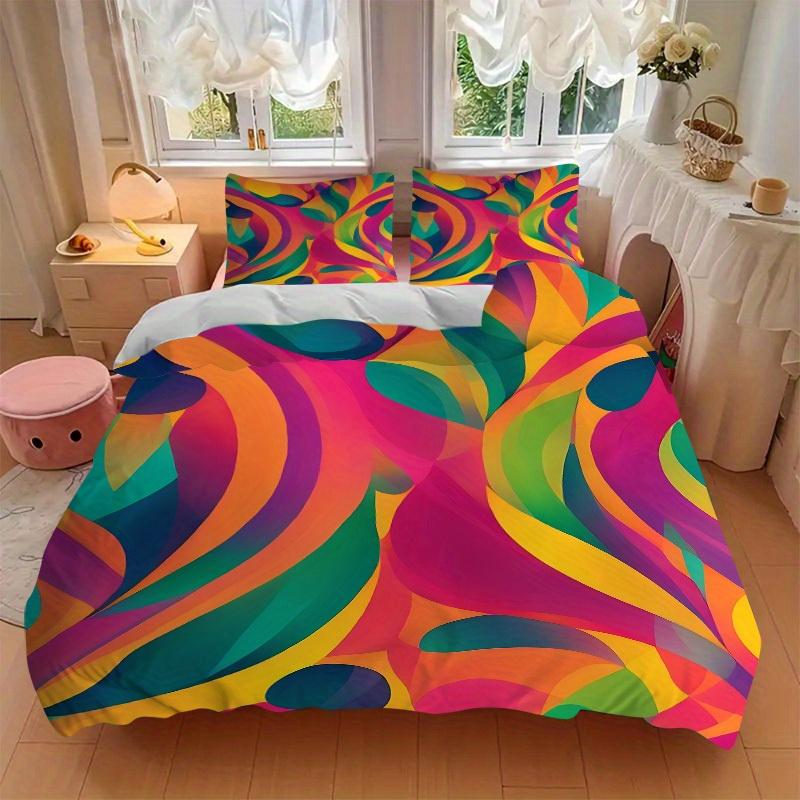 3pcs Abstract Art Print Bedding Set, Breathable and Soft, Suitable for All Seasons, Ideal for Home Use, Suitable for Bedroom Decor 21116