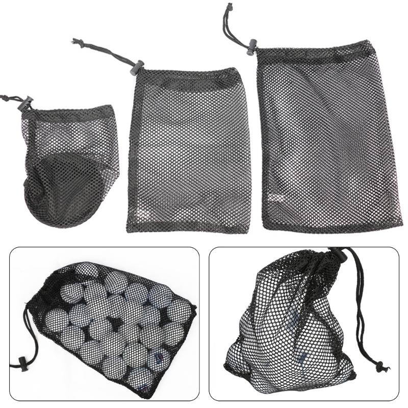 Golf Mesh Bags Small Sports Ball Net Bag Drawstring Pouch Nylon Mesh Bag Convenient Storage Organizer Golf Accessories