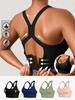 Women's Sports Bra with Adjustable Buckle Design, Suitable for Yoga and Gym Training - Breathable Elastic Fabric.