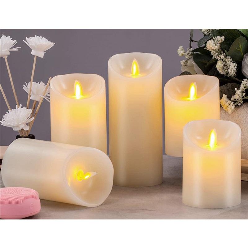 LED-Kerzen ohne Flamme, batteriebetrieben, LED-Säulen, echtes Wachs & beweglicher Docht, flackernde Kerze mit Fernbedienung