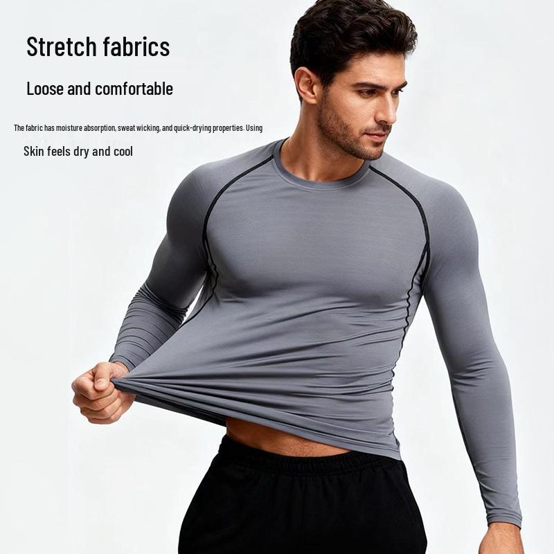 Men's Long Sleeve Compression Sports T-Shirt: Breathable, Quick-Dry, High Elasticity for Training, Running, and Fitness