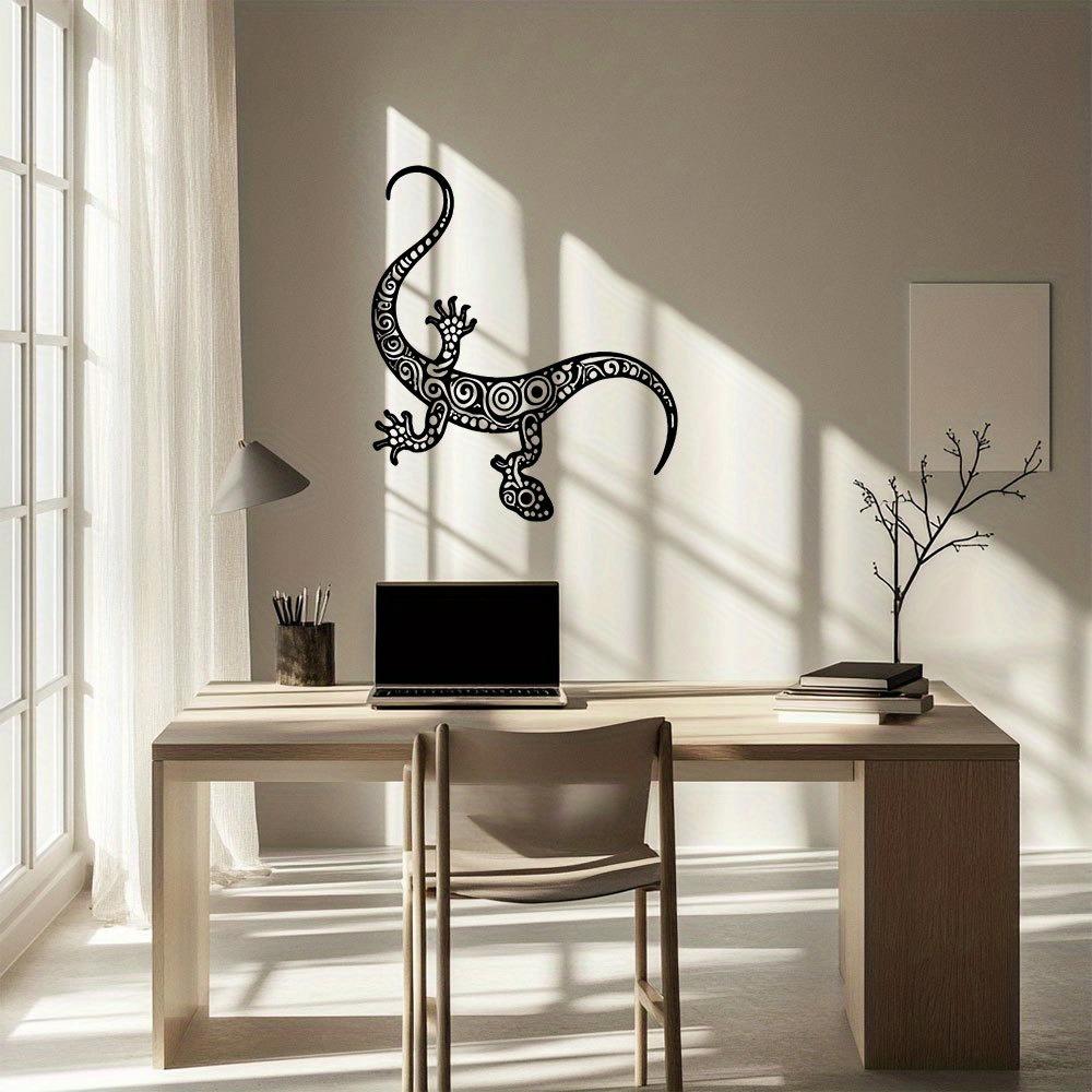 1pc Modern Iron Lizard Wall Art, Black White Reptile Decor, Durable Metal Outdoor Garden Ornament, Easy Hang for Home Patio Office