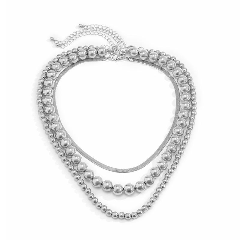 Meier Trendy and cool flat snake bone necklace for women, vintage punk style beaded chain choker золотой