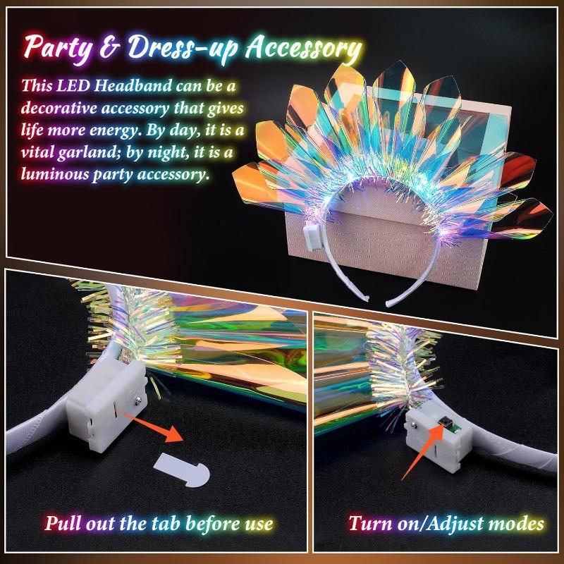 1-10PCS Light Up Laser Headband  Glowing Hair Hoop for Halloween Christmas Party, Stage Performance Light Show Accessories
