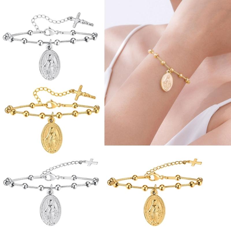 Stylish Rosary Beaded Bracelet Vintage Charm Bracelet Suitable for Women Featuring Vintage Minimalist Snake Chain