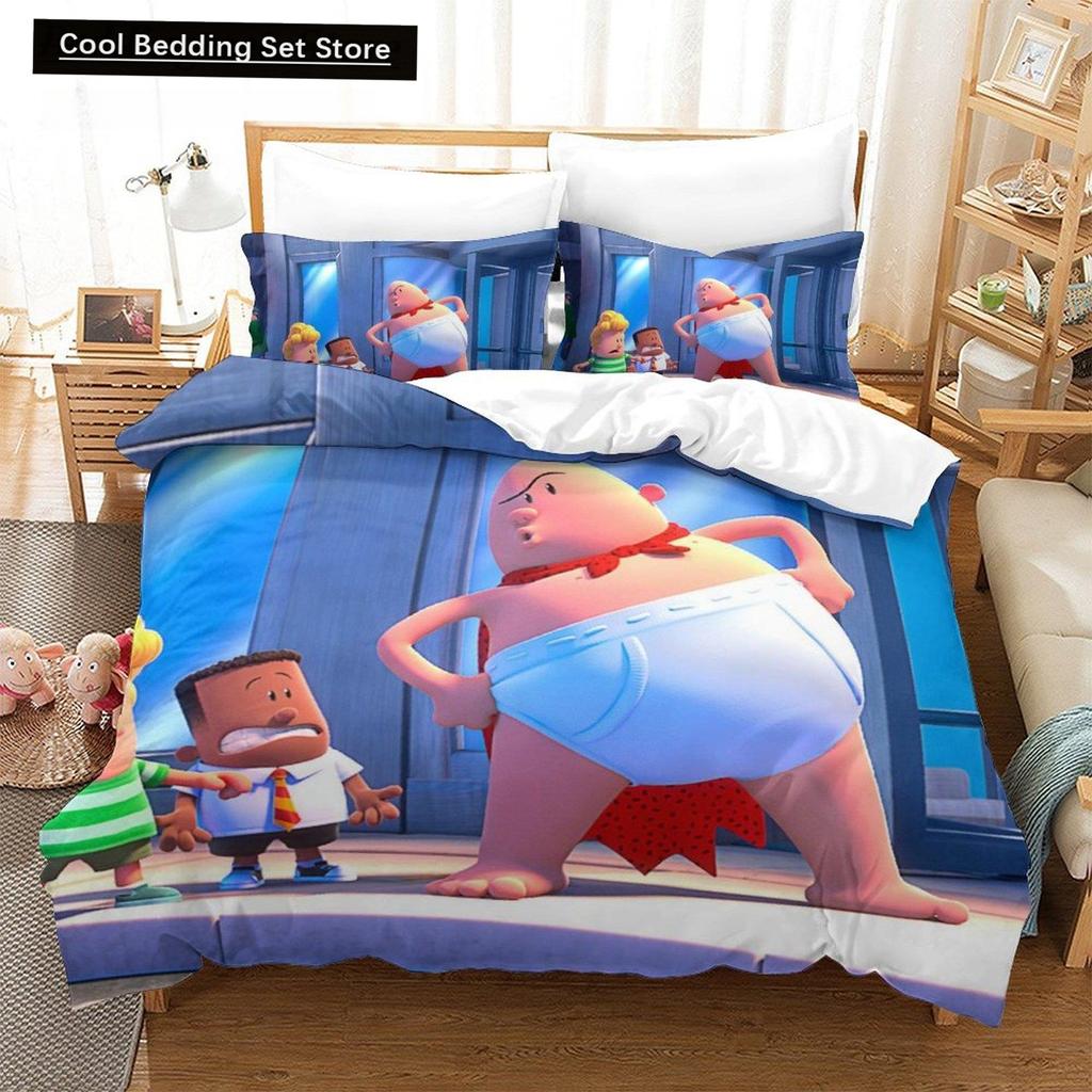 Módní kreslený Kawaii Kapitán Kalhotky Ložní souprava Jednolůžko Dvojlůžko Plná Queen King Size Ložní souprava Ložní souprava pro dospělé Dětská ložnice Sady povlečení na přikrývku