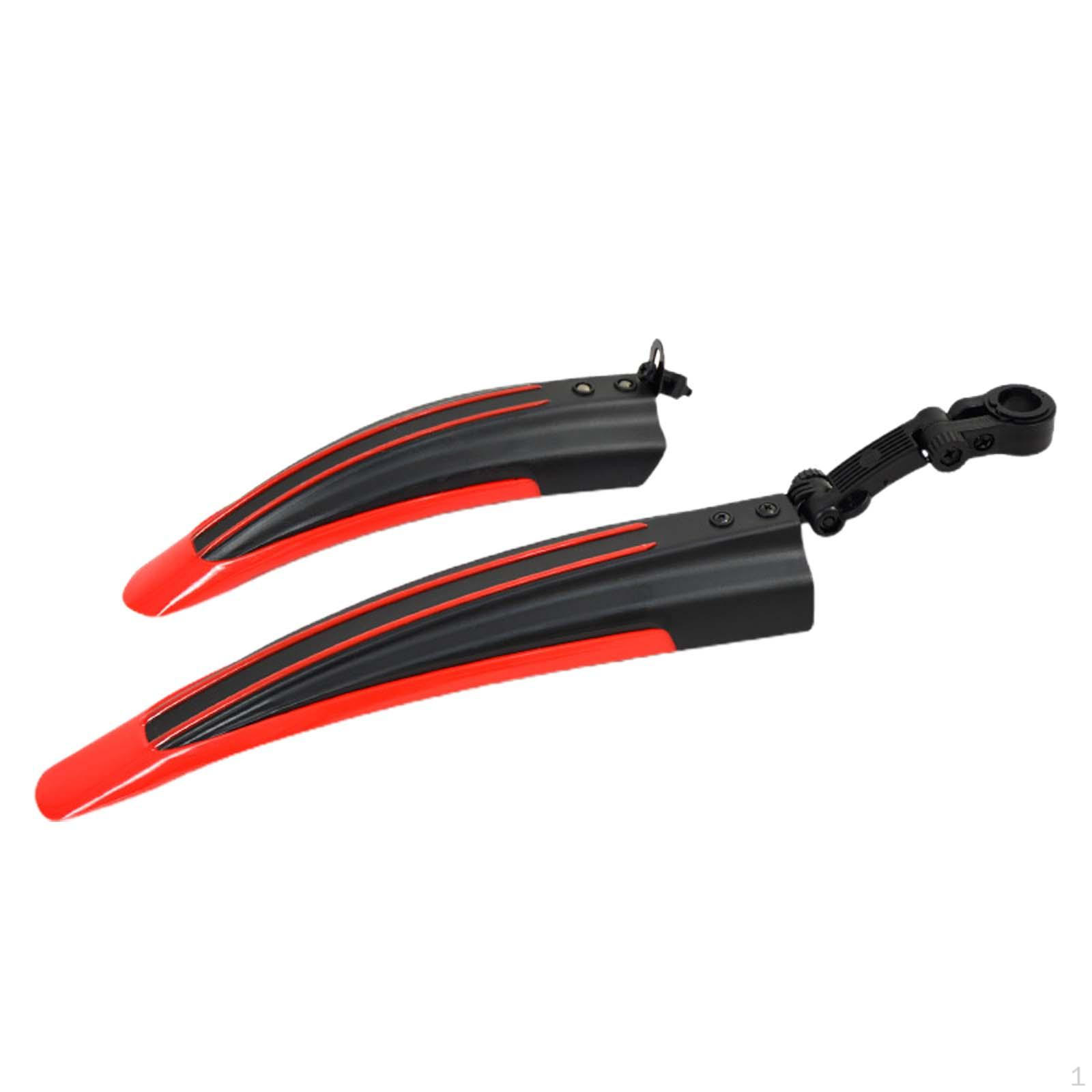 Adjustable Bike Mud Guard Set for Mountain Biking with Extended Length red and black