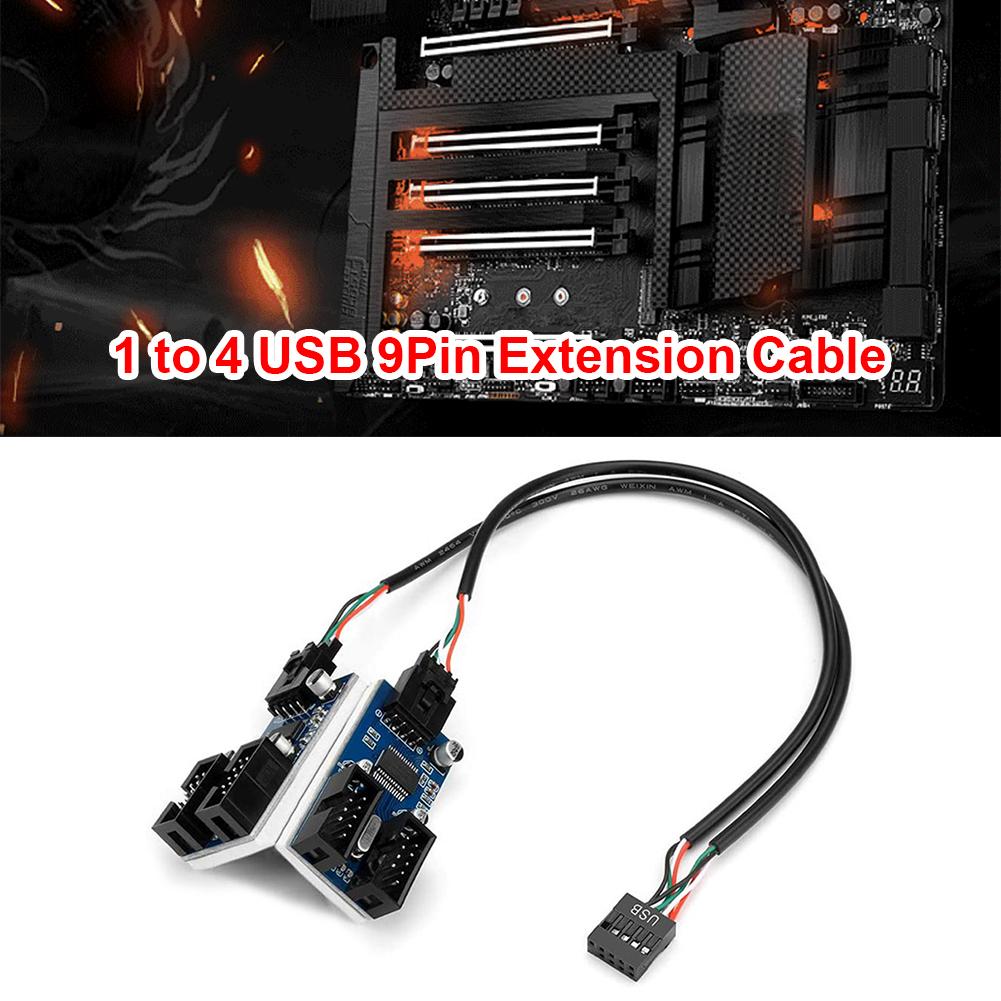 Extension Splitter Cable Desktop Connectors Adapter Port USB 9 Pin Header Extension Splitter Cable HUB Connector Adapter