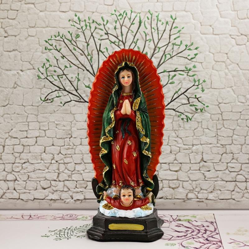 Sacred Mother Marys With Child Statue Resin Catholic Figurine Light Design For Christian Faithful Collectors Family