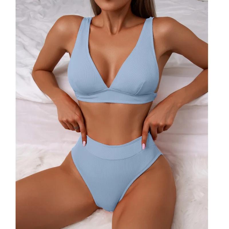 Sexy High-Waist Bikini Swimsuit 2025 New Independent Station Cross-Border Swimwear Separate Station Hot Sale Sensual Bikini Set