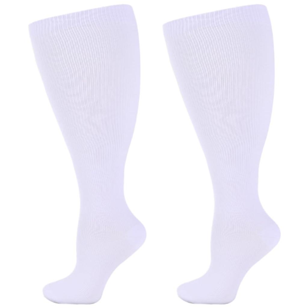Uccellino Plus Size White Compression Socks, Loose Fit, Plus Size, Stretch Support Socks (3-Pair Set, 3XL)