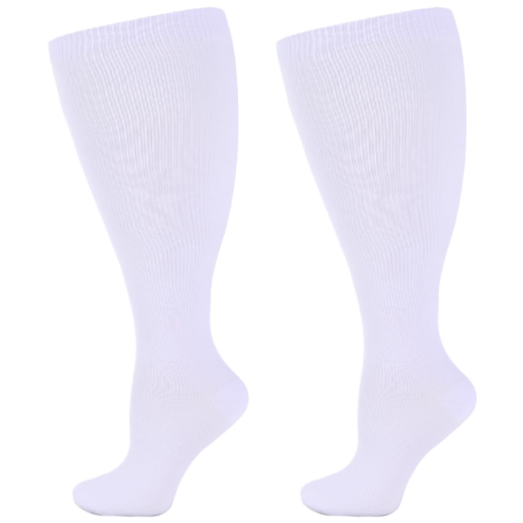

Uccellino Plus Size White Compression Socks, Loose Fit, Plus Size, Stretch Support Socks (3-Pair Set, 3XL)