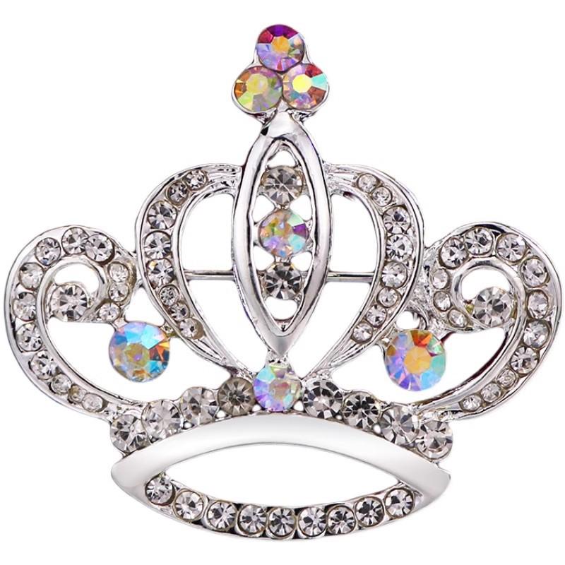 Three-dimensional Crown Brooch, High-end Feminine Collar Pin, Formal Brooch, Sweater and Suit Pin