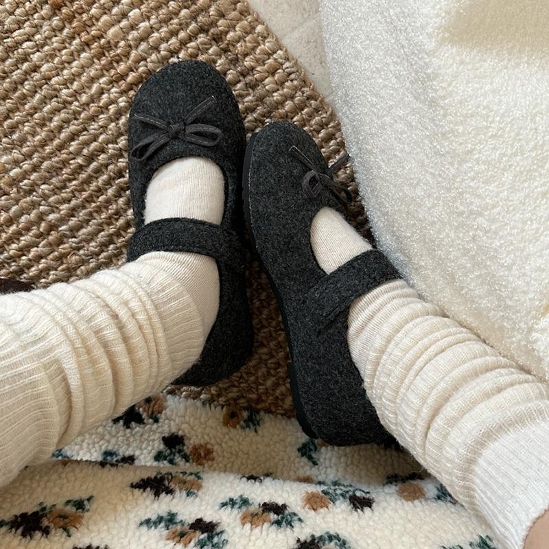 Autumn Woolen Fabric Women Flats Shoes Shoes Ladies Comfort Outdoor Warm Cotton Fur Shoes