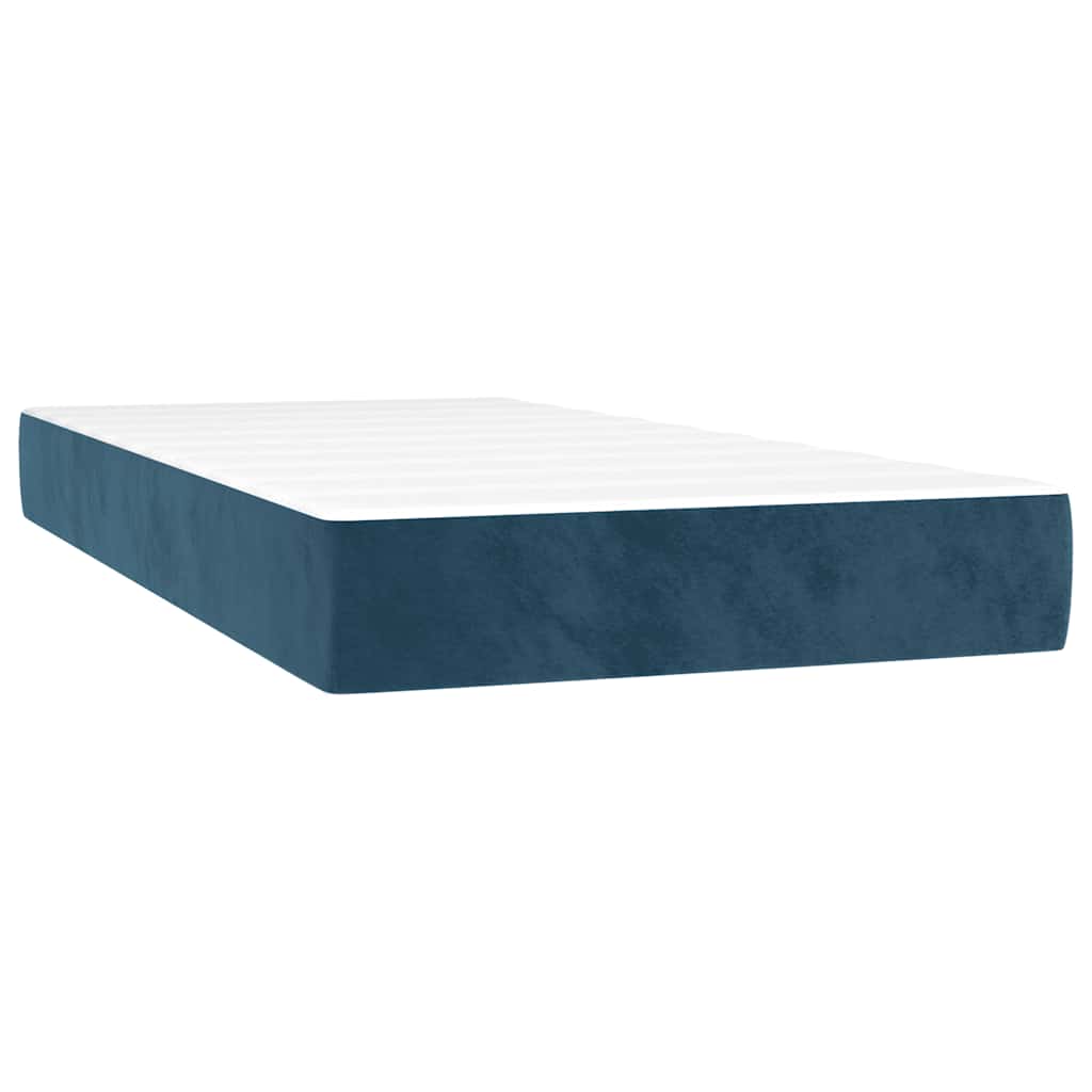 Box Spring Bed with Mattress Dark Blue 90 x 190 cm Velvet