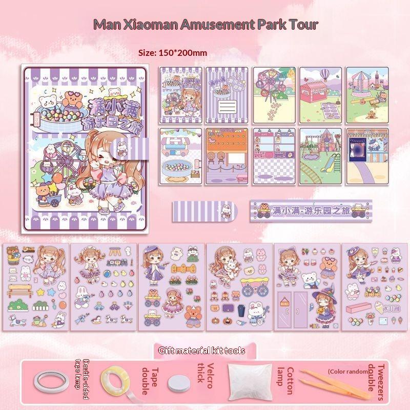Cute Girl Sticker Quiet Book Reusable Dress Up Themed DIY Craft Activity Toy for Kids Toddlers Party Favor Home Play