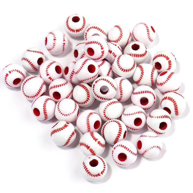 50 Pcs/bag Rugby, Basketball, Volleyball Acrylic Beads for Early Education & Handmade Crafts