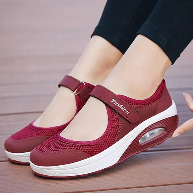 Mode Kvinnor Sommar Lätta Sneakers Dam Luftkudde Löpning Sportskor Andningsbara Snabbtorkande Mjuka Flats