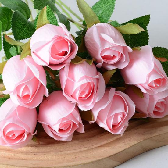 2 Pcs Artificial Rose Flowers Long Stem Fake Silk Rose Bud with Leaves for DIY Wedding Bouquet Table Centerpiece Home Decor