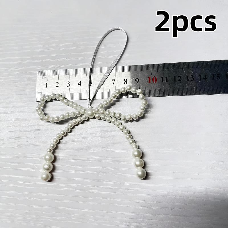 

2/12 шт. ручної роботи імітація перлів бант ялинкова прикраса різдвяна бахрома кулон святкова вечірка дівчаток кімната декор приладдя