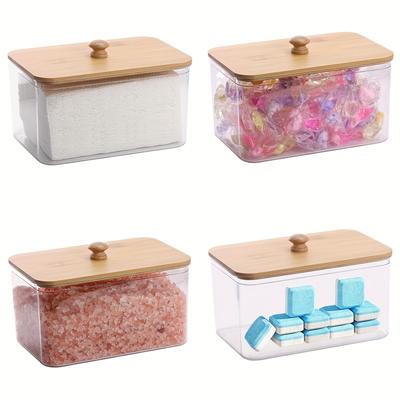 Acrylic Dryer Sheet Holder Container for Laundry Room Dryer Sheet Dispenser Laundry Room Organization Jars with Bamboo Lid
