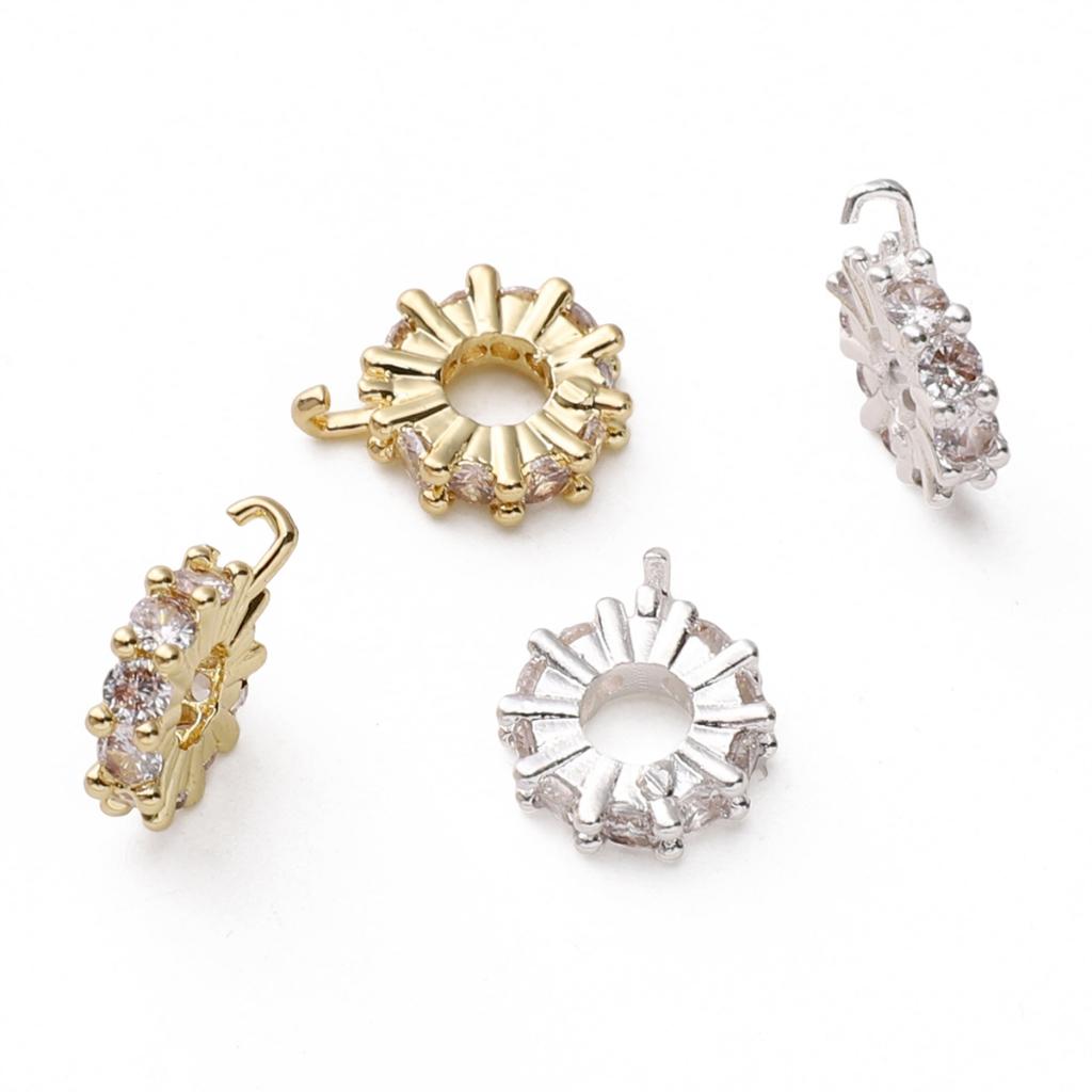 [10,5x13mm] Ruota Distanziatrice in Zircone Distanziatori a Gancio Perline Placcate Oro Perline Placcate Argento Accessori per Braccialetti Collane Fai da Te 1pz