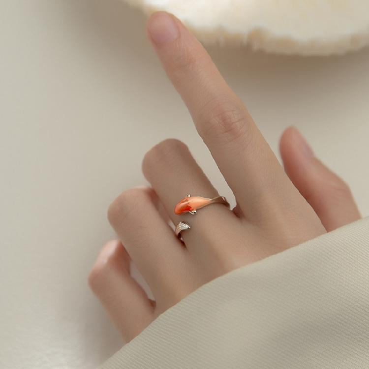 Gradient Lucky Carp Rings Kois Fish Open Rings for Trendsetters Unique Ornament