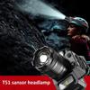 T51 Rechargeable Headlamp 2000mah Super Bright Torch Light Induction LED Headlight Waterproof Camping Mobile Power Bank Flashing