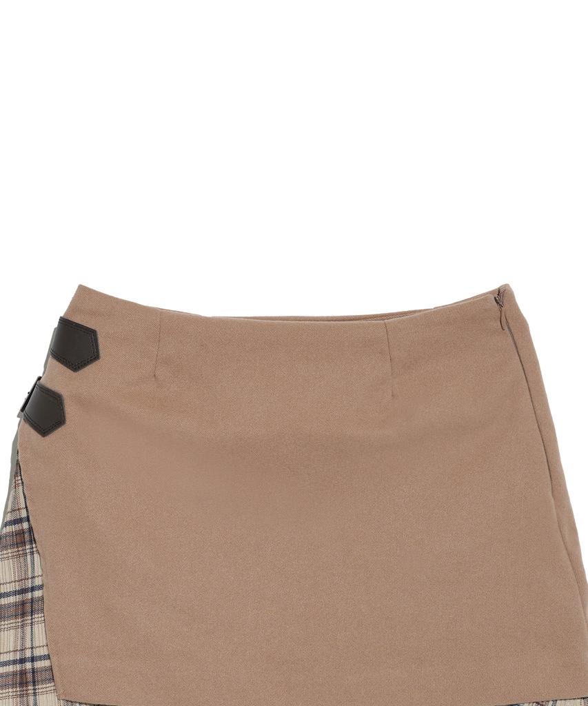 High School Disco Layered Buckle Skirt_Beige