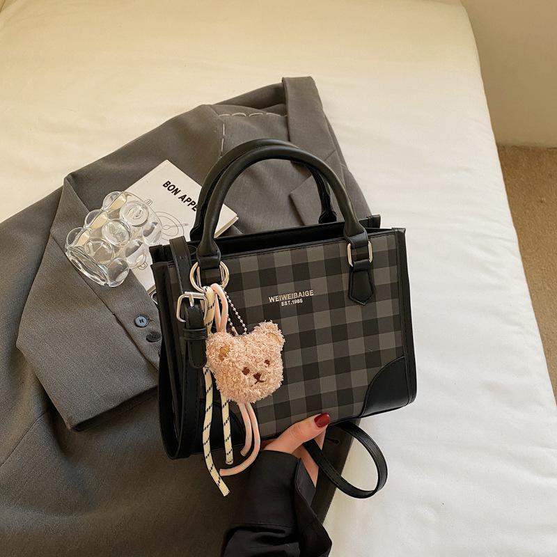Korean foreign style handbag women's 2025 summer new fashion plaid small square bag high value shoulder messenger bag