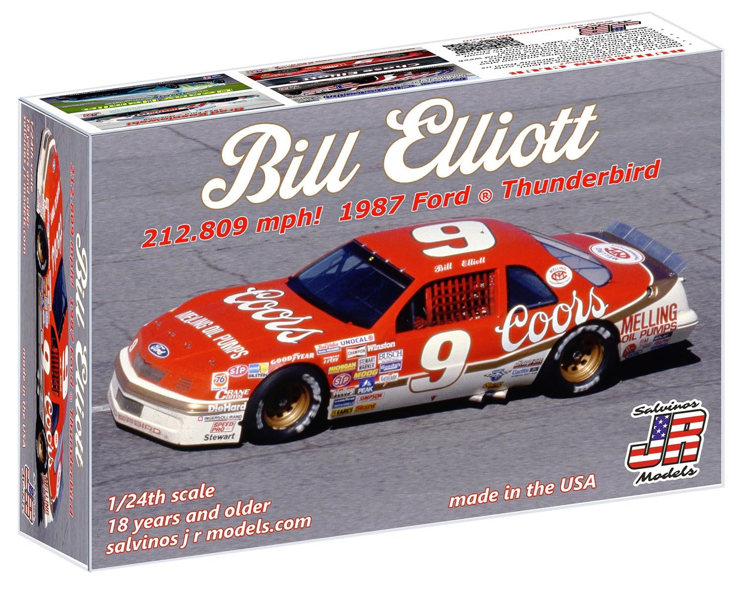 

Salvinos JR Models 1/24 Bill Elliott #9 Ford Thunderbird 1987 212.809 mph Record Car Plastic Model BEF1987T (Car)