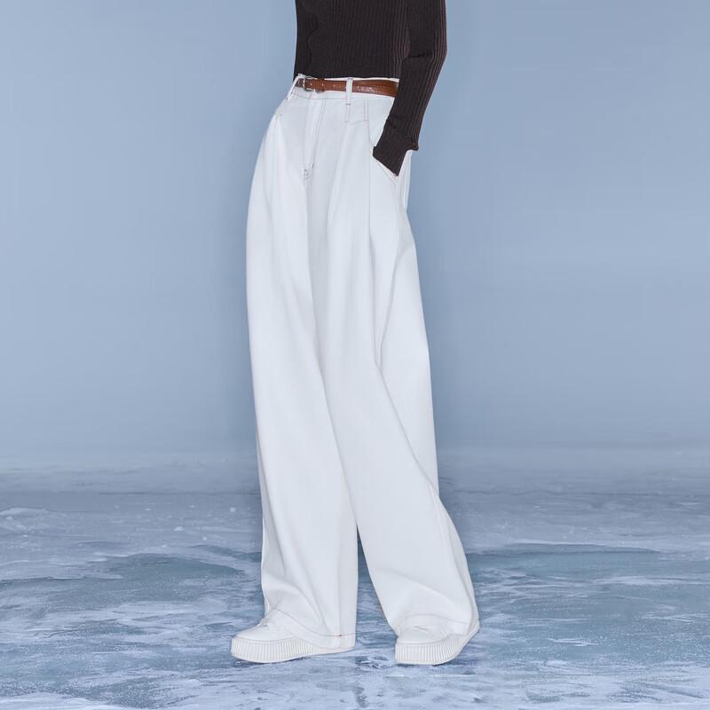 Sancai Women's 100% Cotton Loose Wide-Leg Casual Jeans