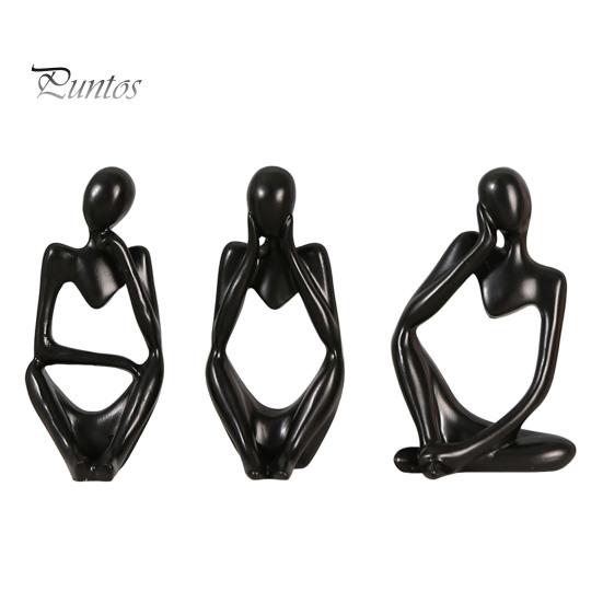 

3 шт. абстрактная фигурка мыслителя, мини-статуэтка сидящего мыслителя из смолы, скульптура для гостиной, домашнего офиса, книжной полки, украшения для рабочего стола чёрный