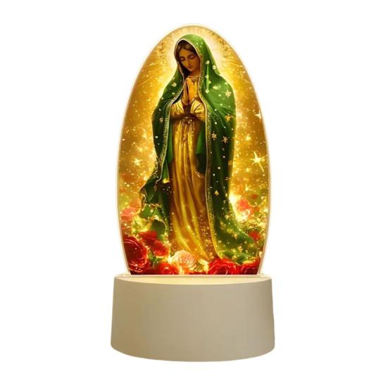 Guadalupe Virgin Prayer Lamp USB Powered Warm Light Soft Glow Catholic Night Light LED Religious Decor for Home Altar Bedroom Office Gift