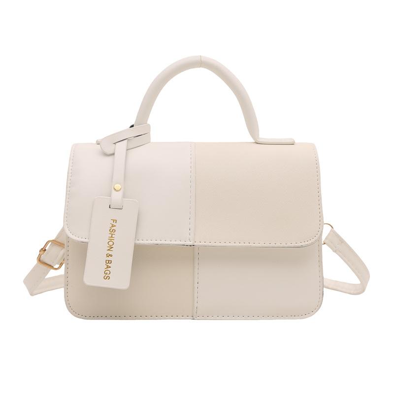 Winter Splicing Texture Trendy Messenger Bag Small Square Bag Commuting Shoulder Popular Fashion Foreign Style Handbag This Year