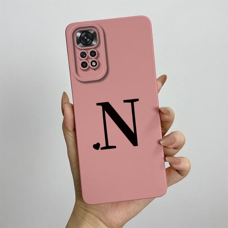 For Xiaomi Redmi Note 11 11S 4G 5G Case Cute Initial Letters Soft Liquid Silicone Shell For Redmi Note11 11 S 11 Pro Funda Capa