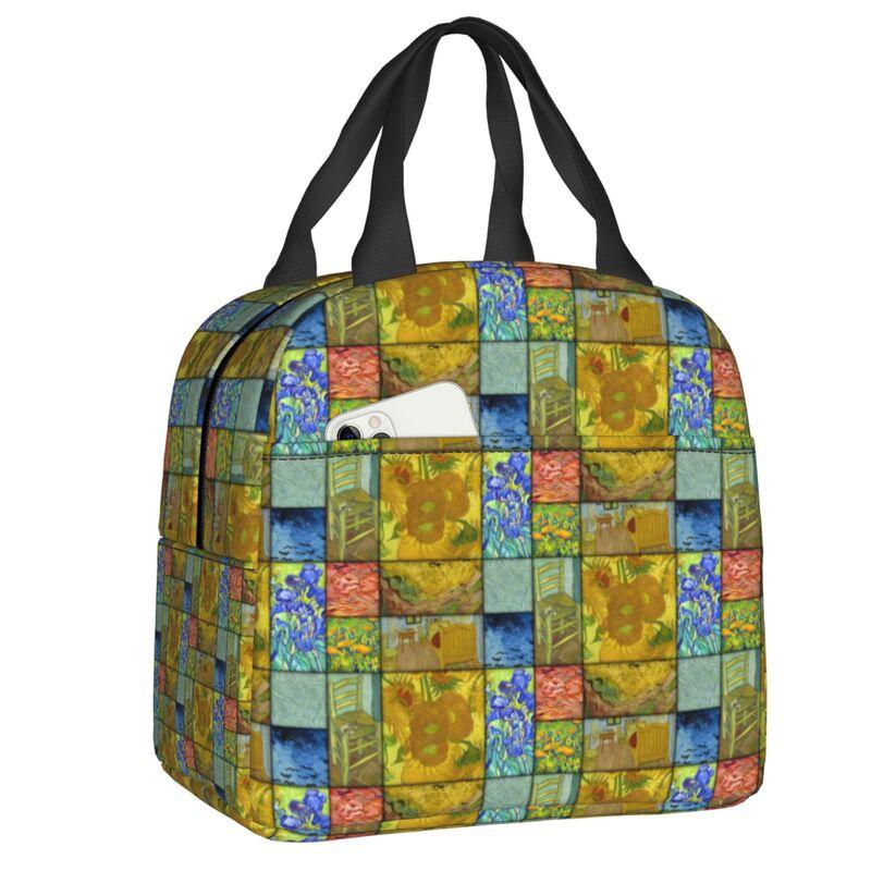 Individuelle Vase mit zwölf Sonnenblumen Lunchtasche Vincent van Gogh Gemälde Kühlbox Thermisch isolierte Lunchboxen für Erwachsene Büro