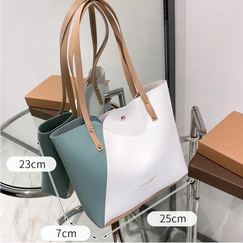 Women's Patchwork Color Bag Large Capacity Shoulder Bags Pu Leather Handbag Ladies Bags Purses and Handbags