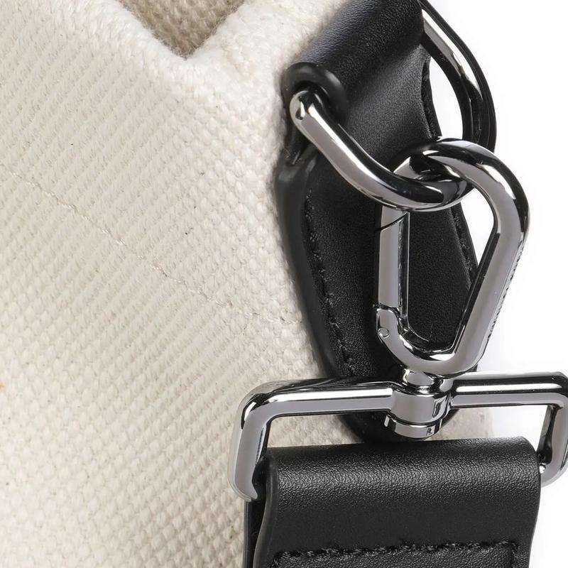 MICHAEL KORS Brooklyn Letter Logo Fabric Split Cow Leather Tote Bag Tote Bag Shopping Bag Shoulder Crossbody Handbag Men's Natural Color with Black
