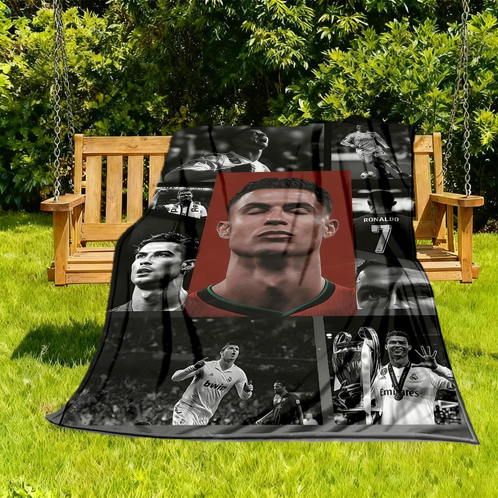 1pc Football Star Ronaldo Outdoor Blanket Lightweight Flannel, Soft & Warm, All-Season Use for Sofa, Outdoor, Camping, Living Room, Office102