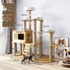 Solid Wood Large Cat Tree with Space Capsule and Jumping Platform