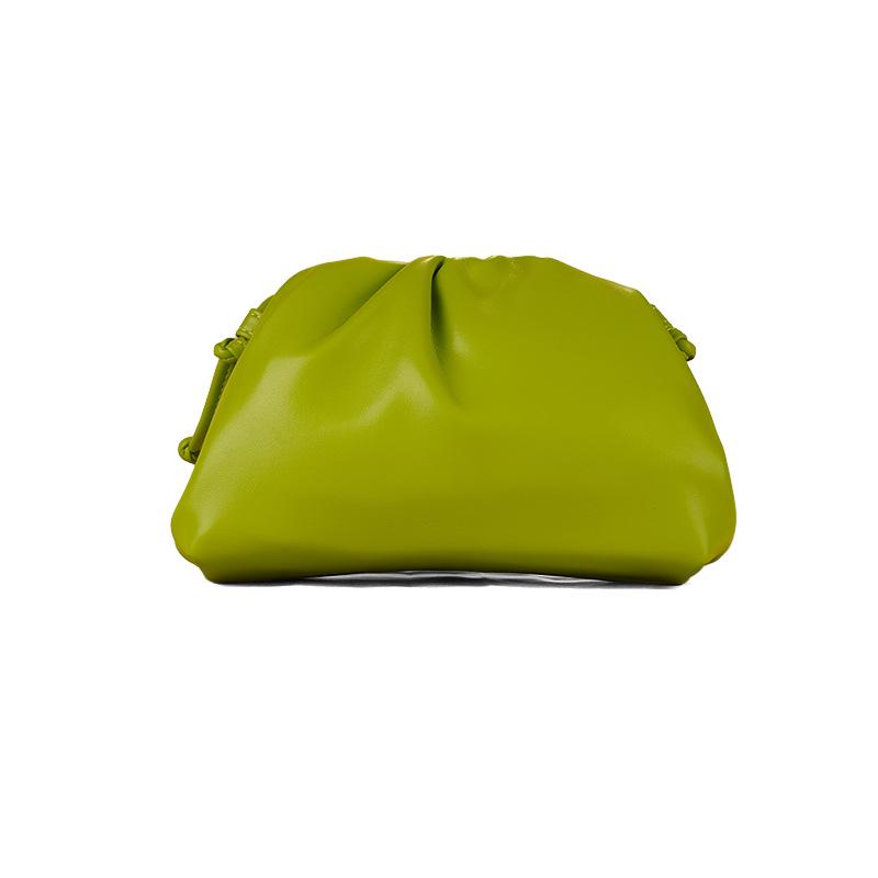 Women's 2024 Soft Leather Pleated Handbag - Evening, Shoulder, and Messenger Bag with Solid Color Texture.