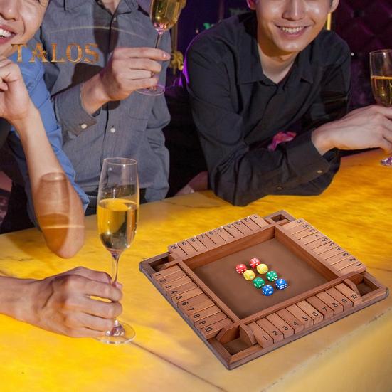 Shut The Box Brettspiel mit 8 Würfeln, 4-Wege-Lernspiel, Mathematik, Zahlen, Strategiespiel, 4 Spieler, Kinder, Erwachsene, Familienabend, Party, Holzspielzeug zum Schließen der Box