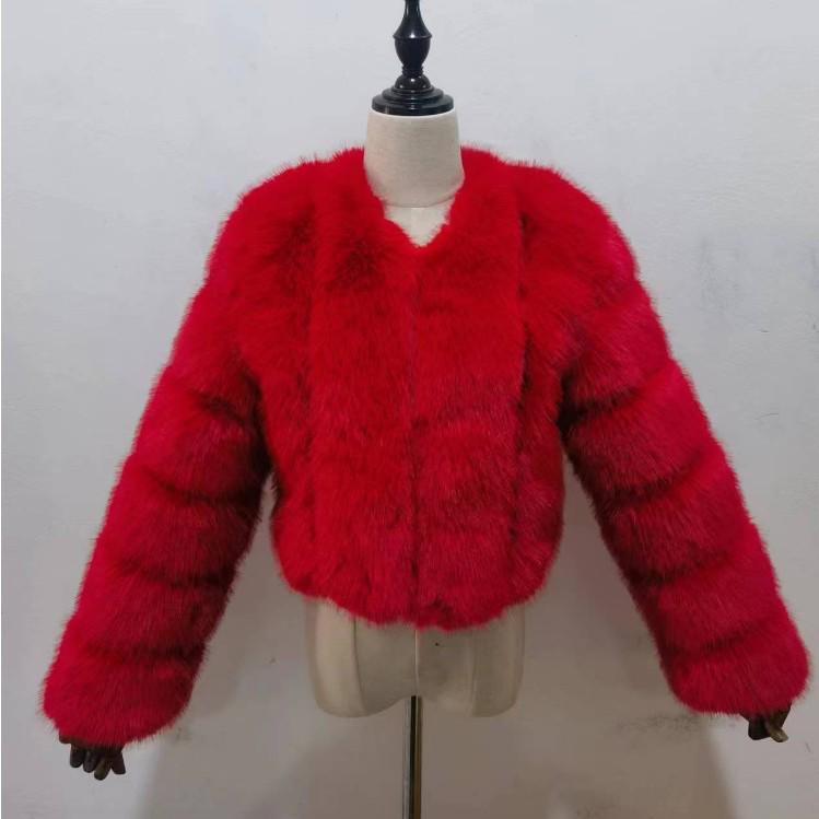 Manteau à manches longues pour femme en fausse fourrure de renard de style européen et américain