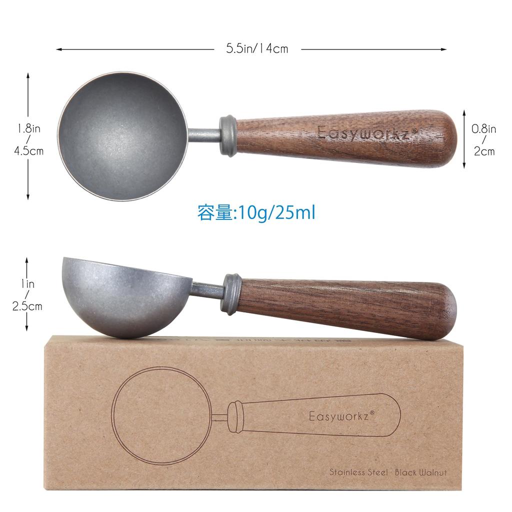 Easyworkz retro nerezová kávová odměrka 10g černý ořech dřevěná rukojeť [vintage]