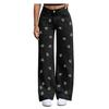 Girl's Bow Cherry Print Baggy Jeans, Wide Leg Mid Waisted Denim Pants, Zipper Fly Elastic Casual Jeans Streetwear with Pockets