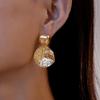 Geometrische Runde Hämmertextur Hängeohrringe für Damen Bohemian Glänzende Quadratische Steckerohrringe Feiertags Schmuck Zubehör