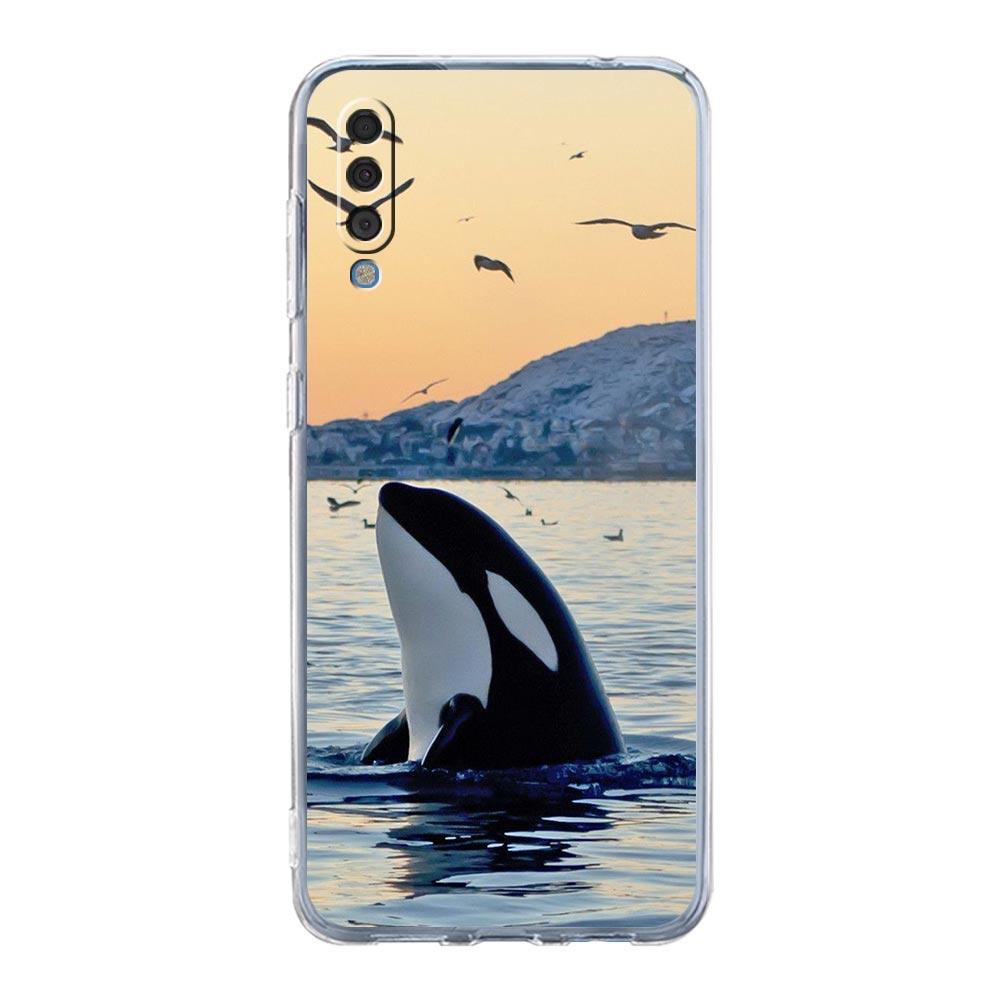 Case For Samsung A54 A52 A50 A70 A40 A20S A20E A02S A12 A14 A16 A22 A24 A42 A34 A32 5G A04s A06 Orca ocean lovely killer whale