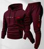 2025 Men's Logo Pullover Hoodie & Pants Set - Long Sleeve, Loose Fit