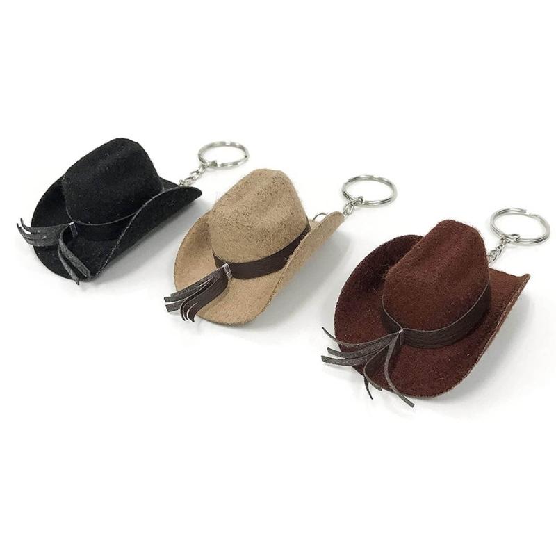 Velvety Leather Cowboy Hat Keychain Handcrafted Key Accessory for Women